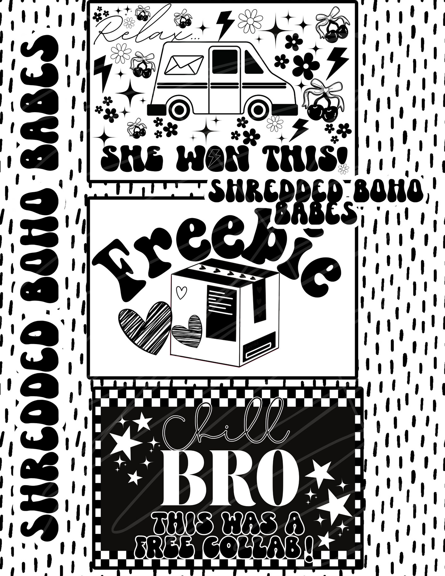 Premade “She won this/collab” Package Label Set of 3