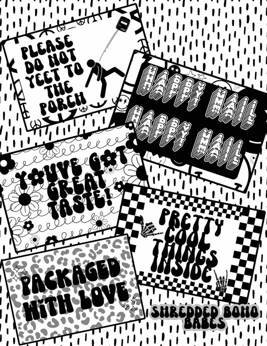 Premade Package Label Set of 5