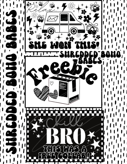 Premade “She won this/collab” Package Label Set of 3